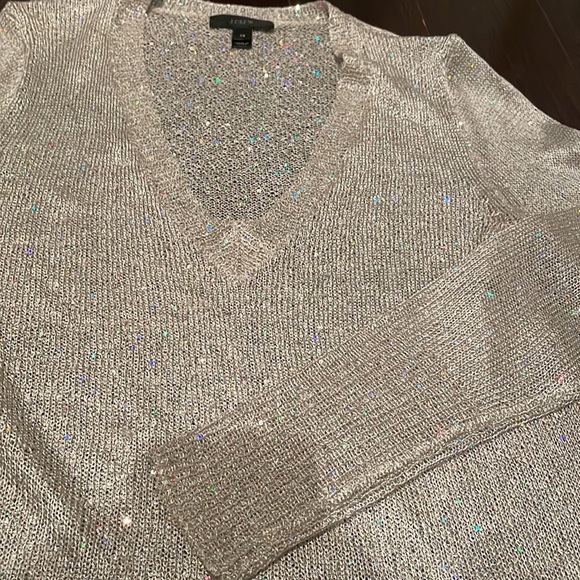 J Crew sparkly V-neck sheer knit sweater XS - Picture 4 of 16